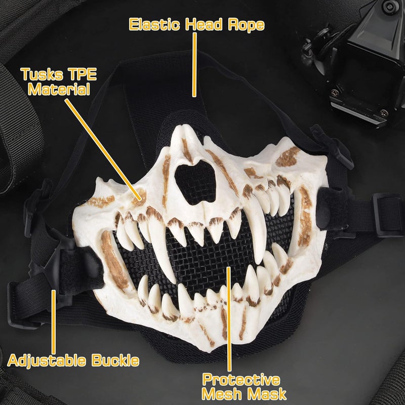 Guayma Airsoft Half Face Skull Masks Tactical Face Protection Mesh Mask for Halloween Cosplay Paintball CS Games - Image 5